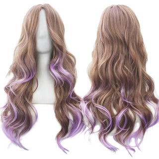 Ombre Rainbow Cosplay Wig with Bangs – Long Curly Synthetic Costume Wig
