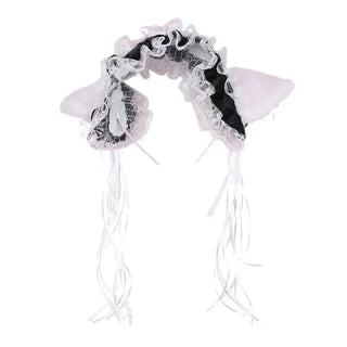 Cat Ear Ruffle Lace Headband with Ribbon and Bell -  Kawaii Cosplay