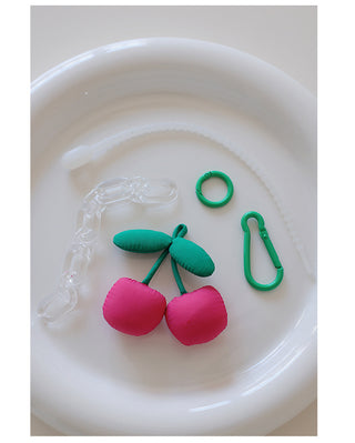 Kawaii Cherry Charm Keychain