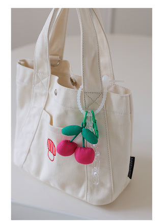 Kawaii Cherry Charm Keychain