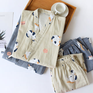 Japanese Cotton Gauze Kimono Summer Pyjama Set