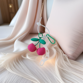 Kawaii Cherry Charm Keychain