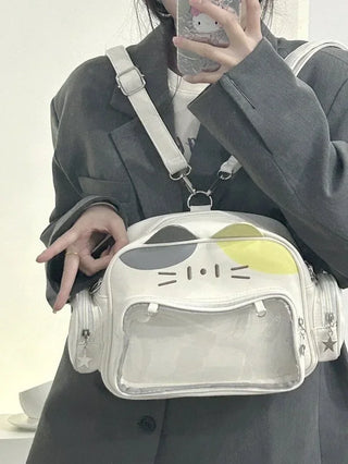 Kawaii Cat Ita Bag – Transparent Pocket Backpack