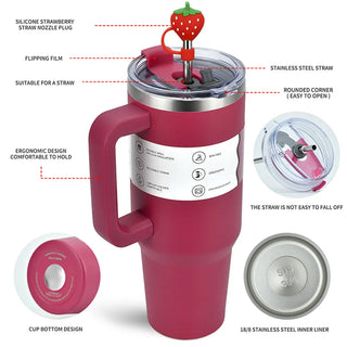 30oz / 40oz Stainless Steel Tumbler – Large Thermal Cup with Straw | Leak-Proof Vacuum Flask