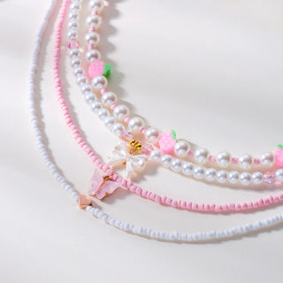 Strawberry Beaded Choker Necklace – Boho Y2K Summer Pearl Pendant