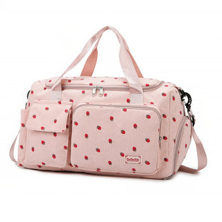 Strawberry Corduroy Travel Tote Bag Gym Bag Travel Bag with Shoe Compartment