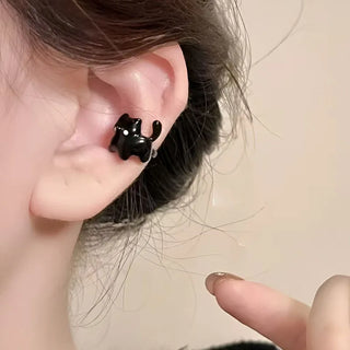 Curled-Tail Cat Clip-On Earring