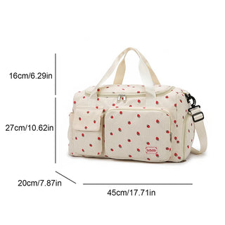 Strawberry Corduroy Travel Tote Bag Gym Bag Travel Bag with Shoe Compartment