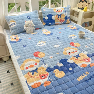 Cosy Printed Milk-Fleece Mattress Pad – Optional Pillowcase Set