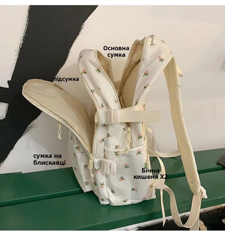 Petal & Fruit Print Backpack – Optional Bear Charm