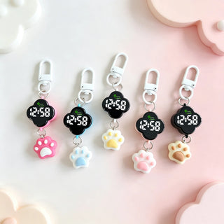 Kawaii Paw Charm LED Keychain Watch