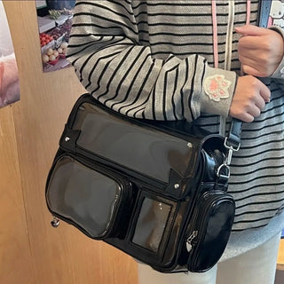 Y2K Kawaii Ita Crossbody Bag – Transparent Pocket Display Shoulder Bag