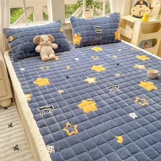 Cosy Printed Milk-Fleece Mattress Pad – Optional Pillowcase Set