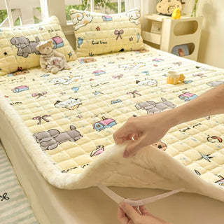 Cosy Printed Milk-Fleece Mattress Pad – Optional Pillowcase Set