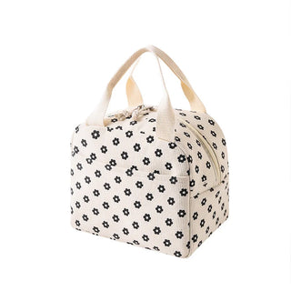 Floral Corduroy Insulated Lunch Bag with Front Pocket