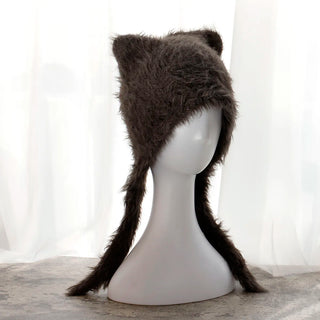 Fluffy Cat Ear Winter Hat – Faux Fur Warm Beanie