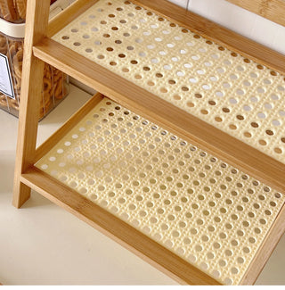 Wooden Rattan Desktop Storage Shelf