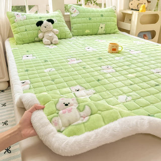 Cosy Printed Milk-Fleece Mattress Pad – Optional Pillowcase Set