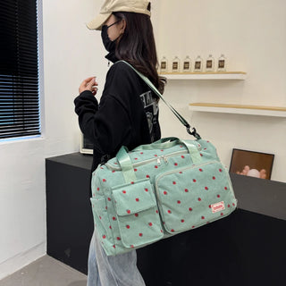 Strawberry Corduroy Travel Tote Bag Gym Bag Travel Bag with Shoe Compartment