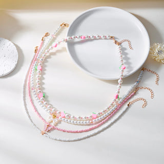 Strawberry Beaded Choker Necklace – Boho Y2K Summer Pearl Pendant