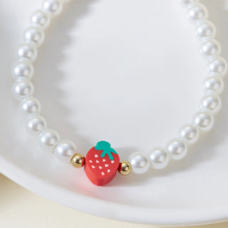 Strawberry Beaded Choker Necklace – Boho Y2K Summer Pearl Pendant