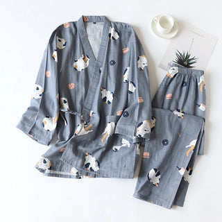 Japanese Cotton Gauze Kimono Summer Pyjama Set