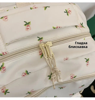 Petal & Fruit Print Backpack – Optional Bear Charm