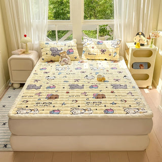 Cosy Printed Milk-Fleece Mattress Pad – Optional Pillowcase Set