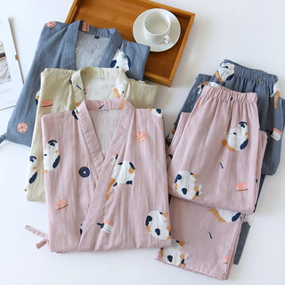 Japanese Cotton Gauze Kimono Summer Pyjama Set