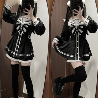 Gothic Y2K Bow Dress & Shorts Set