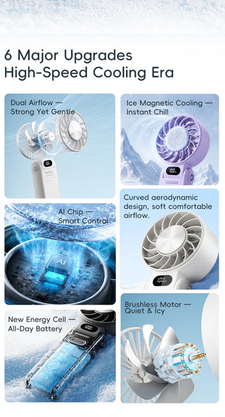 Portable Ice Cooling Handheld Fan USBC Charge with Lanyard