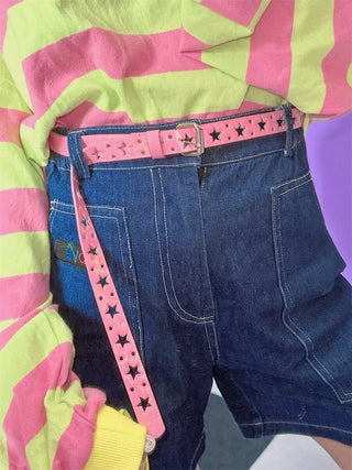 Y2K Pentagram Star Faux Leather Belt