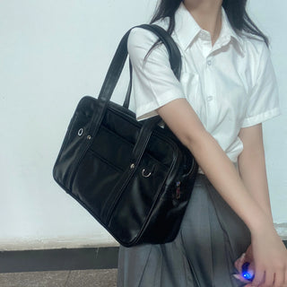 Japanese Pu Leather Waterproof Large School Study Bag