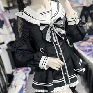 Gothic Y2K Bow Dress & Shorts Set