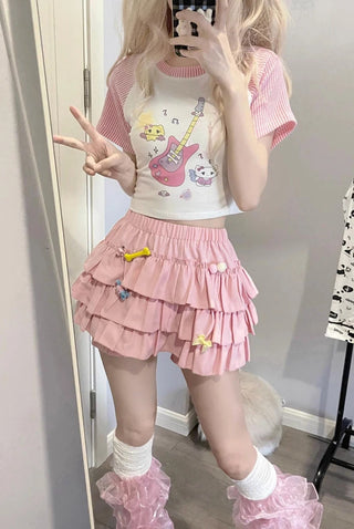 Y2K Sweet Ruffles Mini Skirt