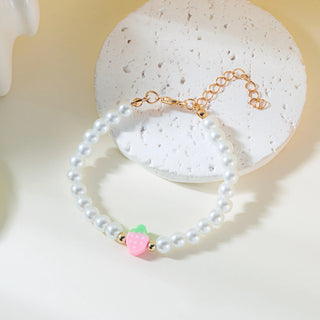 Strawberry Beaded Choker Necklace – Boho Y2K Summer Pearl Pendant