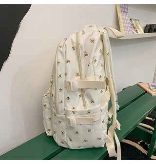 Petal & Fruit Print Backpack – Optional Bear Charm