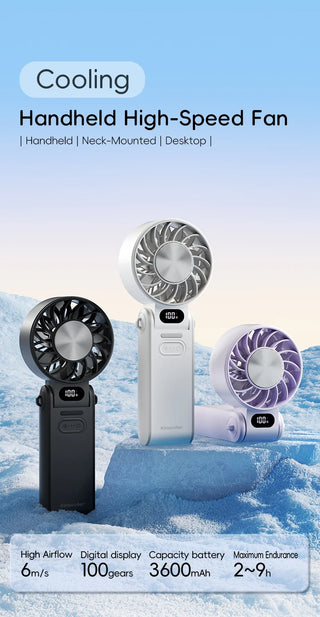 Portable Ice Cooling Handheld Fan USBC Charge with Lanyard