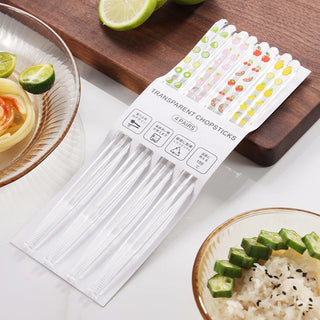 Transparent Crystal Fruit-Patterned Chopsticks