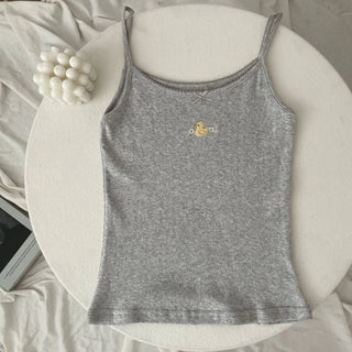 Floral Eyelet Bow Cotton Cami Strap Top