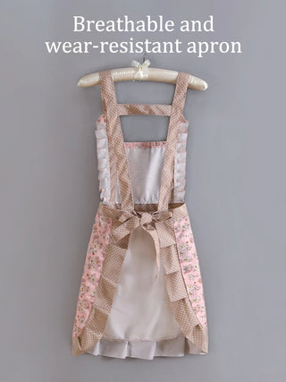 1 x Korean Style Pretty Frilly Baking / Cooking Canvas Apron with Pockets