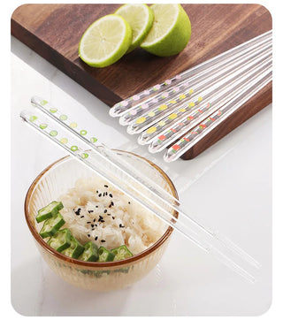 Transparent Crystal Fruit-Patterned Chopsticks