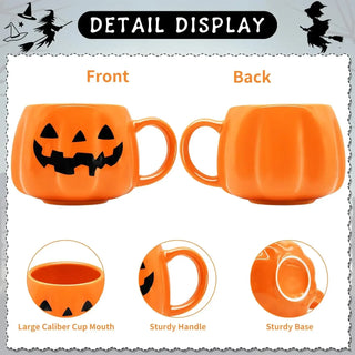 Halloween Pumpkin Ceramic Mug 400ml – Cute Coffee Cup with Festive Pumpkin Pattern