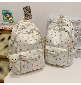 Petal & Fruit Print Backpack – Optional Bear Charm