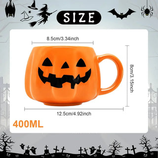 Halloween Pumpkin Ceramic Mug 400ml – Cute Coffee Cup with Festive Pumpkin Pattern