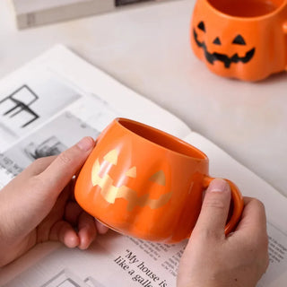 Halloween Pumpkin Ceramic Mug 400ml – Cute Coffee Cup with Festive Pumpkin Pattern