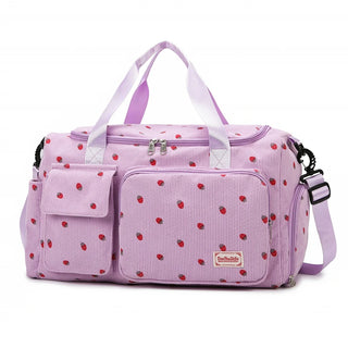 Strawberry Corduroy Travel Tote Bag Gym Bag Travel Bag with Shoe Compartment