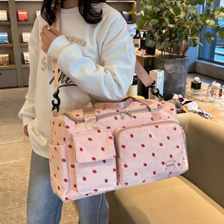 Strawberry Corduroy Travel Tote Bag Gym Bag Travel Bag with Shoe Compartment