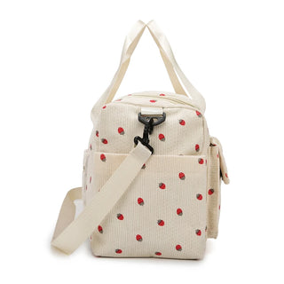 Strawberry Corduroy Travel Tote Bag Gym Bag Travel Bag with Shoe Compartment