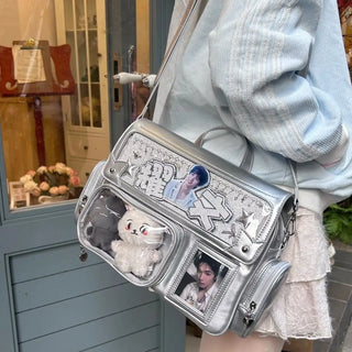 Y2K Kawaii Ita Crossbody Bag – Transparent Pocket Display Shoulder Bag
